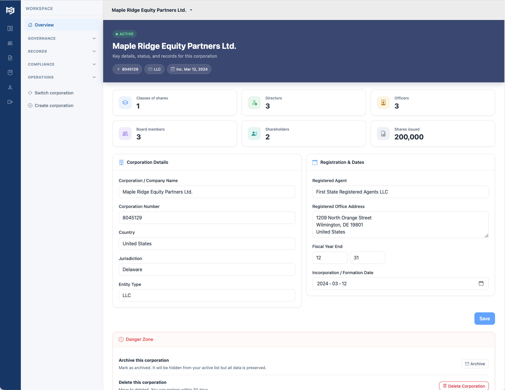 Minute Book Cloud interface preview
